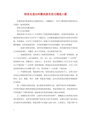 财务自查自纠整改报告范文精选5篇 