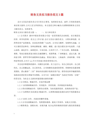 财务文员实习报告范文3篇 