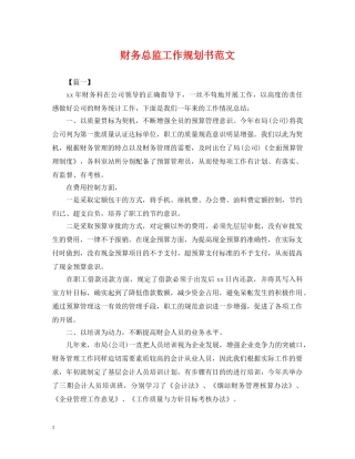 财务总监工作规划书范文 