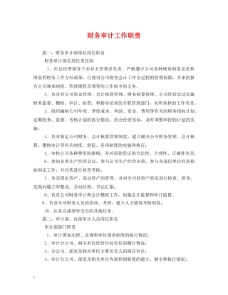 财务审计工作职责 