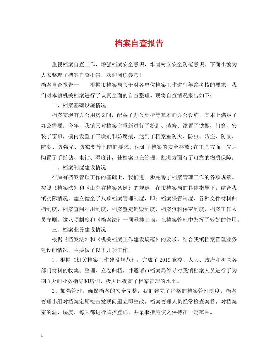 档案自查报告 _第1页