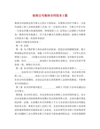标准公司集体合同范本3篇 