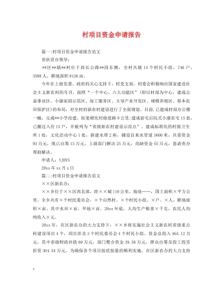 村项目资金申请报告 