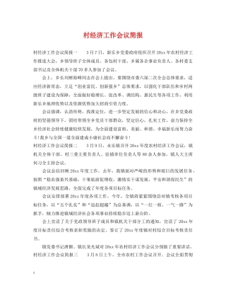 村经济工作会议简报 