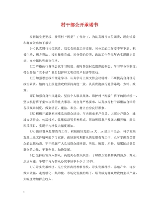 村干部公开承诺书 