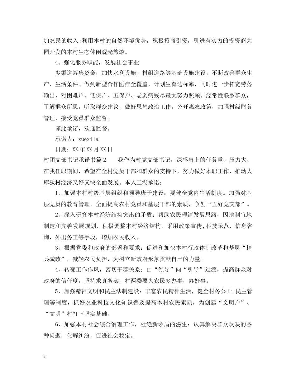 村团支部书记承诺书 _第2页