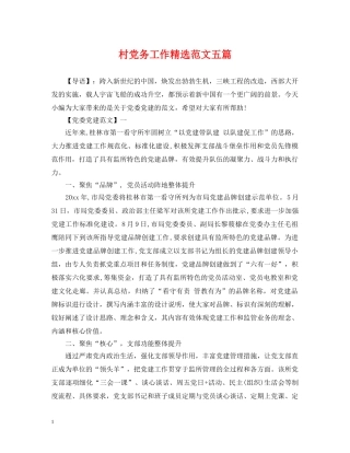 村党务工作精选范文五篇 