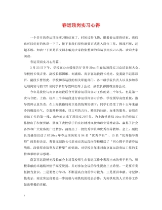 春运顶岗实习心得 
