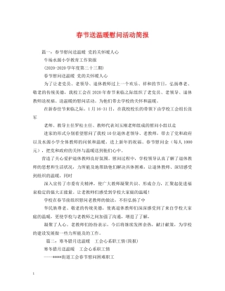 春节送温暖慰问活动简报 