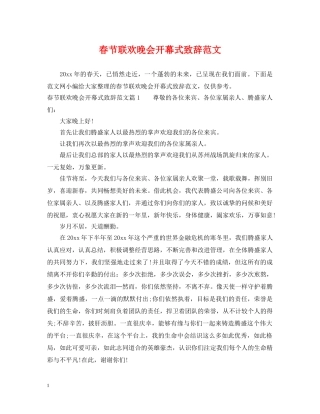 春节联欢晚会开幕式致辞范文 