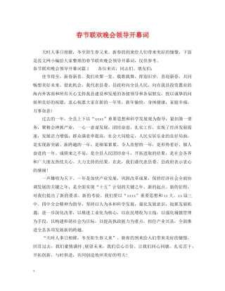 春节联欢晚会领导开幕词 