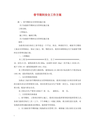 春节期间安全工作方案2 