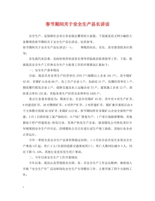 春节期间关于安全生产县长讲话 
