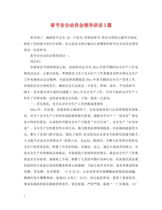 春节安全动员会领导讲话3篇 