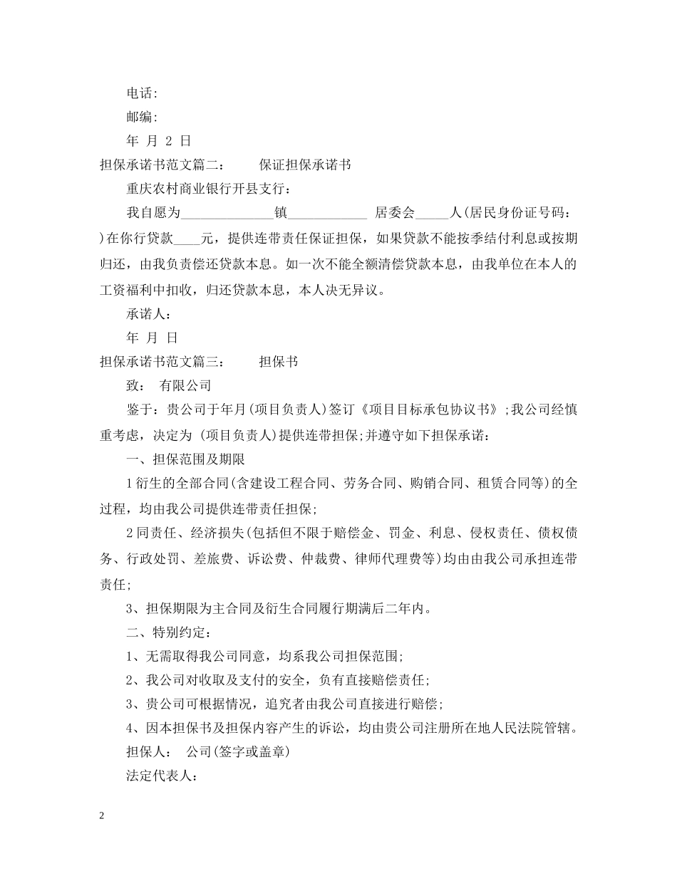 担保承诺书范文 _第2页
