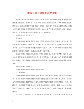 担保公司公司简介范文3篇 