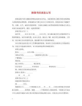 担保书应该怎么写 