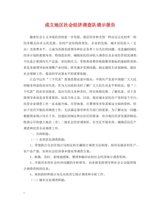 成立地区社会经济调查队请示报告 