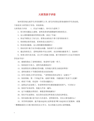 大班男孩子评语 