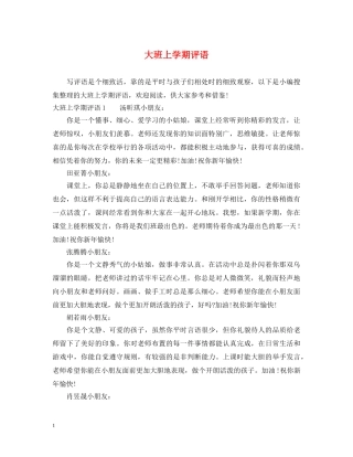 大班上学期评语 