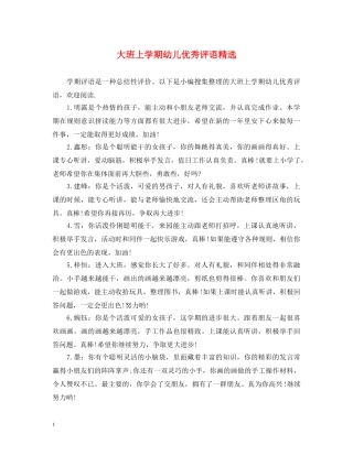 大班上学期幼儿优秀评语精选 