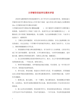 大学辅导员给学生期末评语 