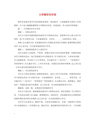 大学辅导员评语 