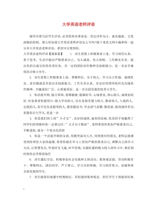 大学英语老师评语 