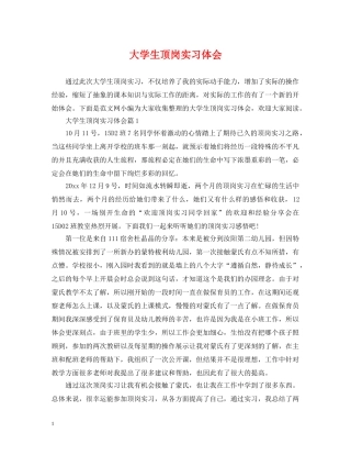 大学生顶岗实习体会 