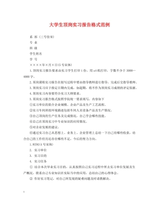 大学生顶岗实习报告格式范例 