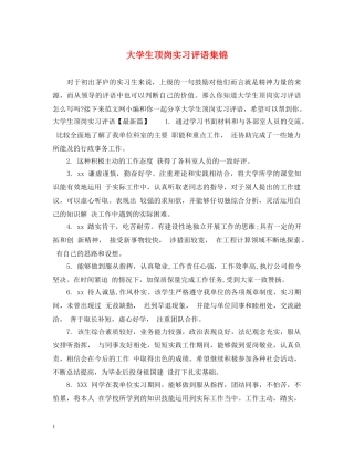 大学生顶岗实习评语集锦 