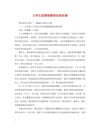 大学生赴聊城暑假实践有感 