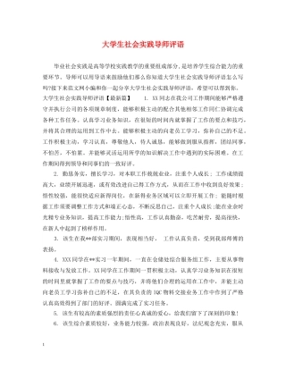 大学生社会实践导师评语 