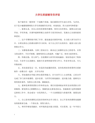 大学生班级辅导员评语 