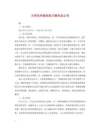 大学生环保局实习报告怎么写 