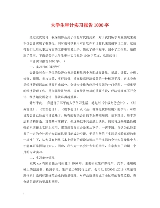 大学生审计实习报告1000字 