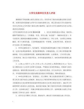 大学生实践单位负责人评语 