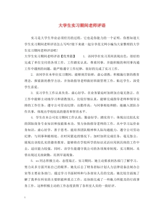 大学生实习期间老师评语 