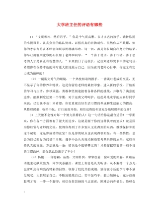 大学班主任的评语有哪些 