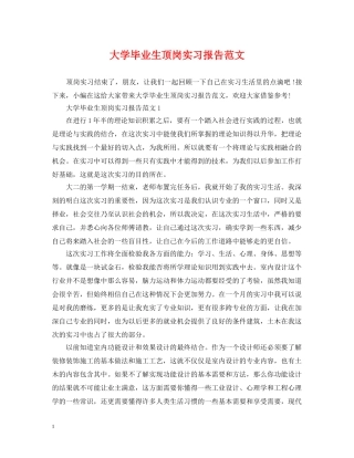 大学毕业生顶岗实习报告范文 