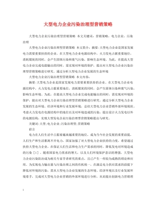 大型电力企业污染治理型营销策略 
