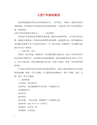 大型户外游戏策划 
