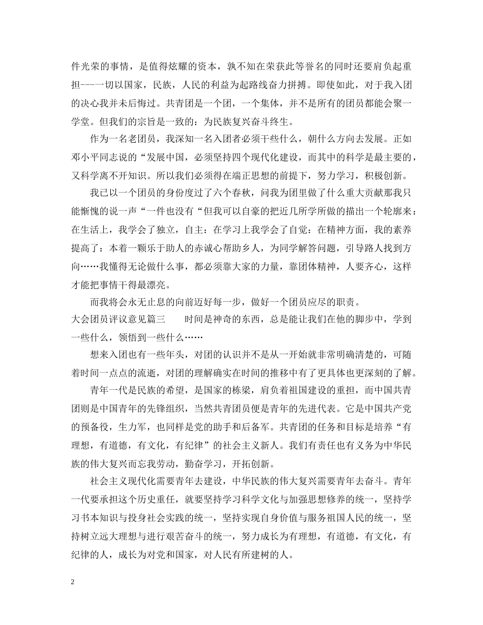 大会团员评议意见 _第2页