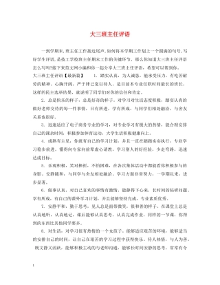 大三班主任评语 