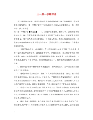 大一第一学期评语 