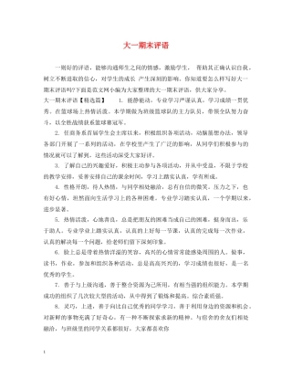 大一期末评语 