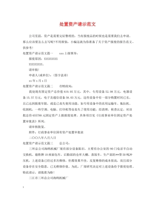 处置资产请示范文 