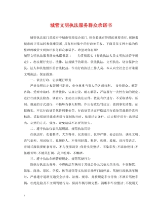 城管文明执法服务群众承诺书 