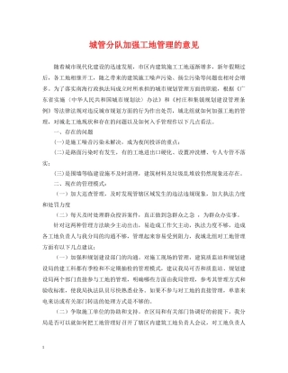 城管分队加强工地管理的意见 