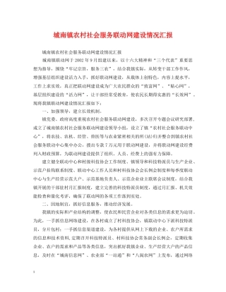 城南镇农村社会服务联动网建设情况汇报 